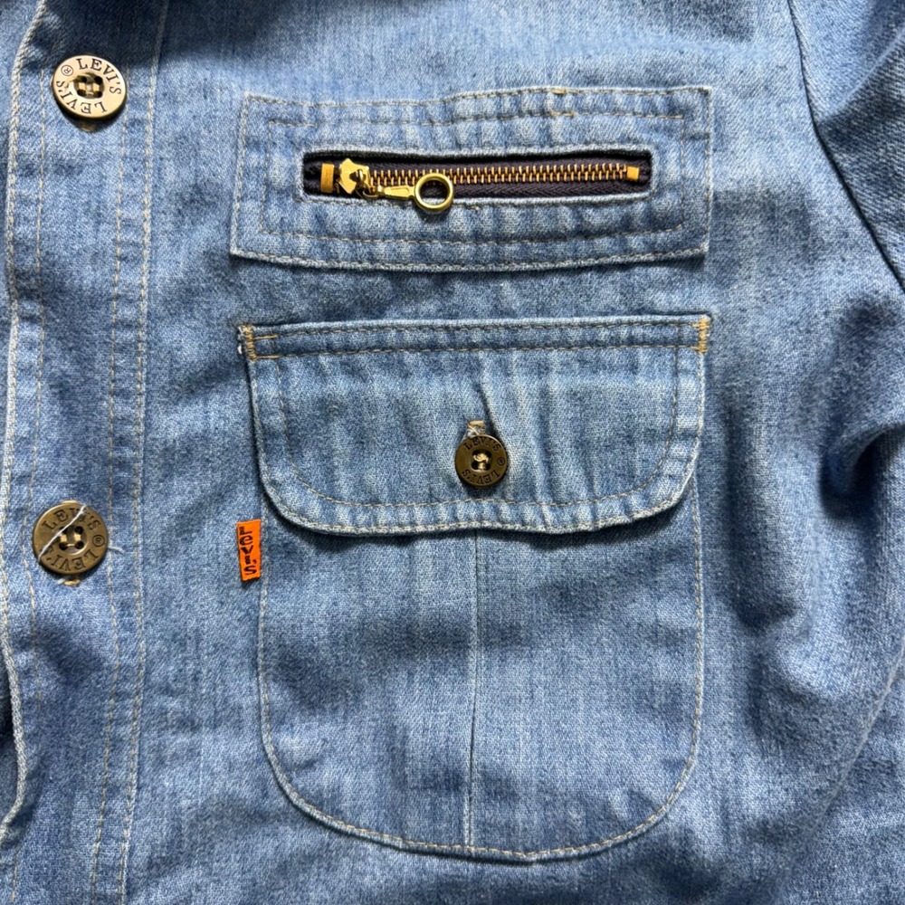 Vintage Levis Orange Tab Denim Mens Long Sleeve Button Up Blue Cotton Size M - Picture 10 of 12
